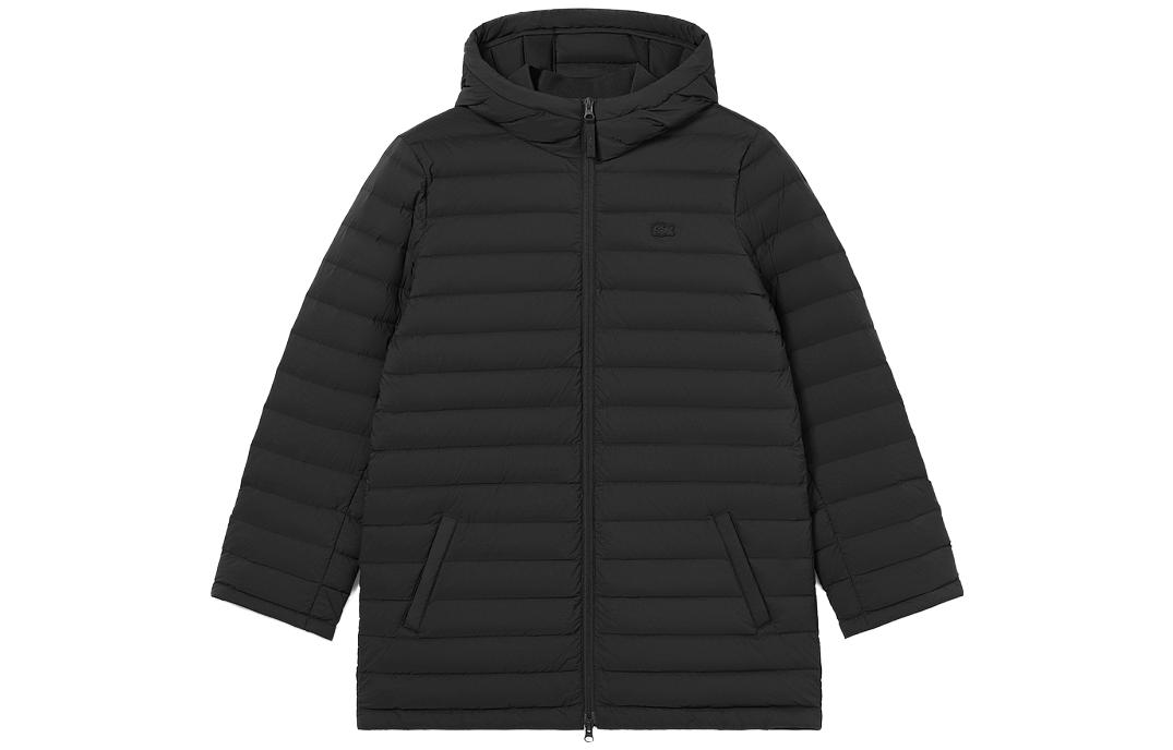 Order (W) LACOSTE Jaket Hoodie Bahan Katun Hitam dengan Resleting Depan BF8543-031