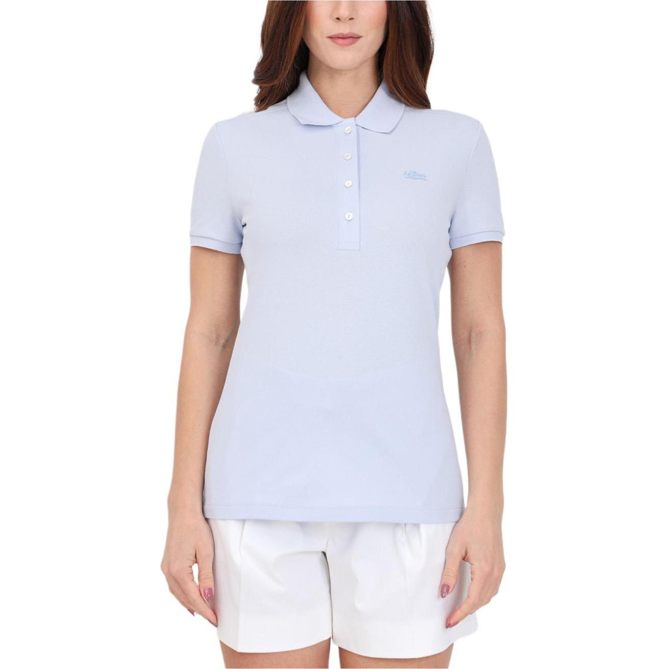 Lookbook (Women) LACOSTE  SS24 Light Blue Embroidered Logo Polo Shirt. PF5462-J2G