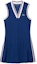 Order (Women) LACOSTE Striped V-Neck Pleated Sleeveless Dress Deep Blue. EF1031-PIM