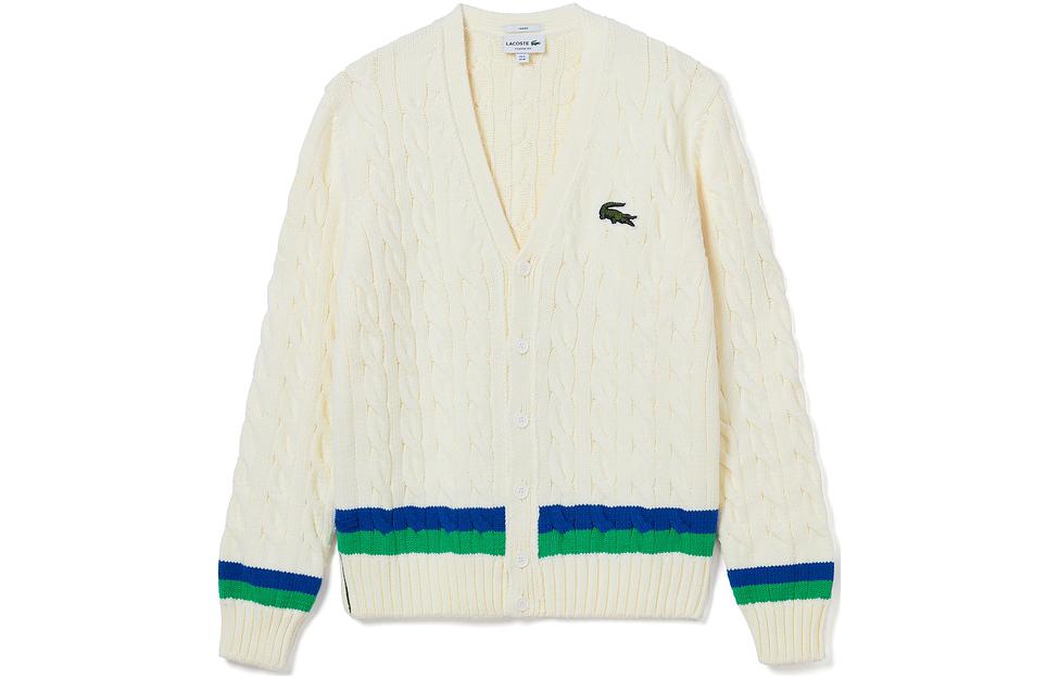 Order (W) Lacoste V領開襟毛衣 象牙白 學院風格. AH2114-P4I