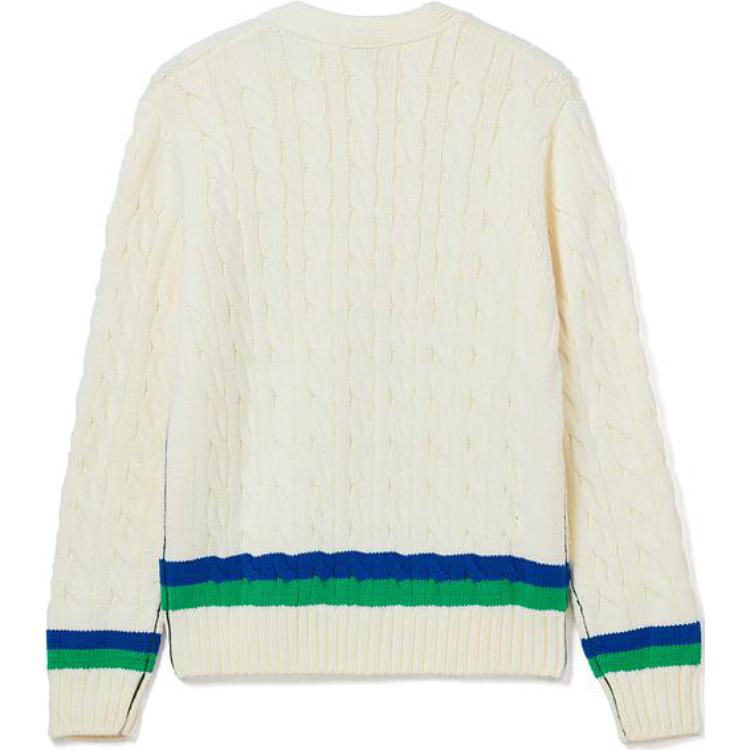Shop (W) Lacoste V領開襟毛衣 象牙白 學院風格. AH2114-P4I