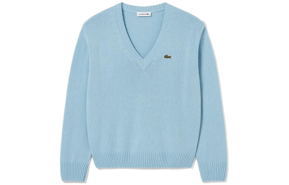 Order (Women) LACOSTE  V-Neck Long Sleeve Cashmere Sweater Snow Blue AF0402