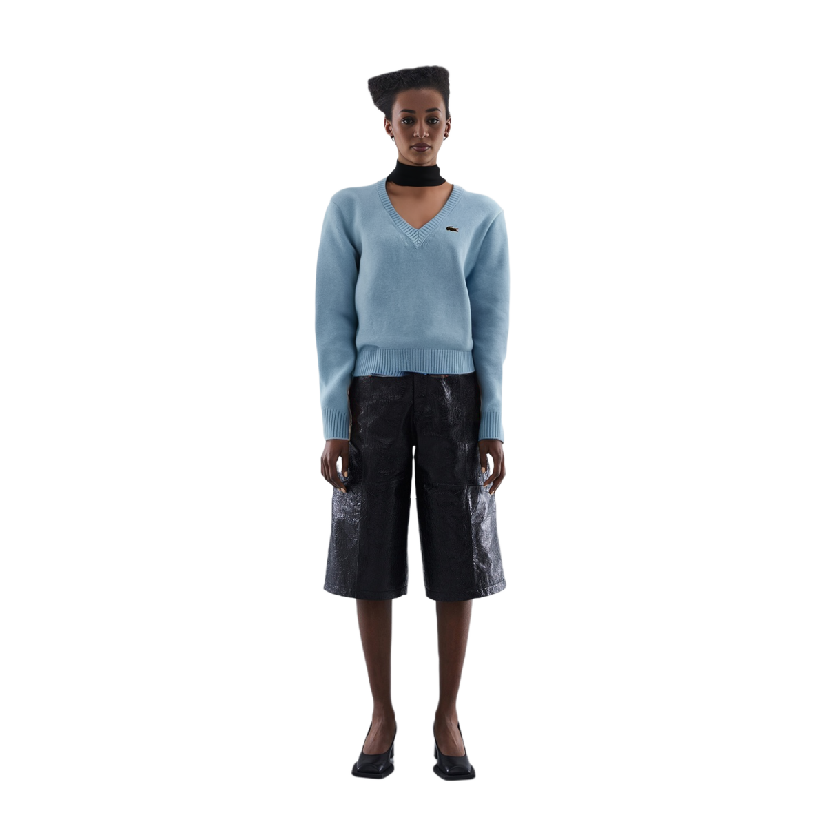 Sizing (Women) LACOSTE  V-Neck Long Sleeve Cashmere Sweater Snow Blue AF0402