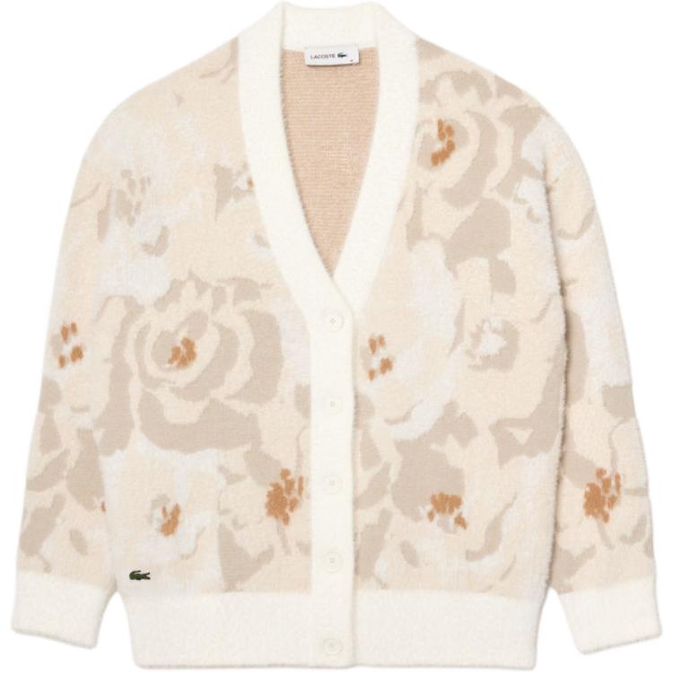 Order (W) LACOSTE Suéter Blanco/Gris de Punto Floral - Ajuste Suave y Relajado. AF2580-ID2