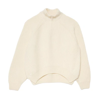 (Women) LACOSTE White High Neck Raglan Sleeve Sweater. AF2528-70V