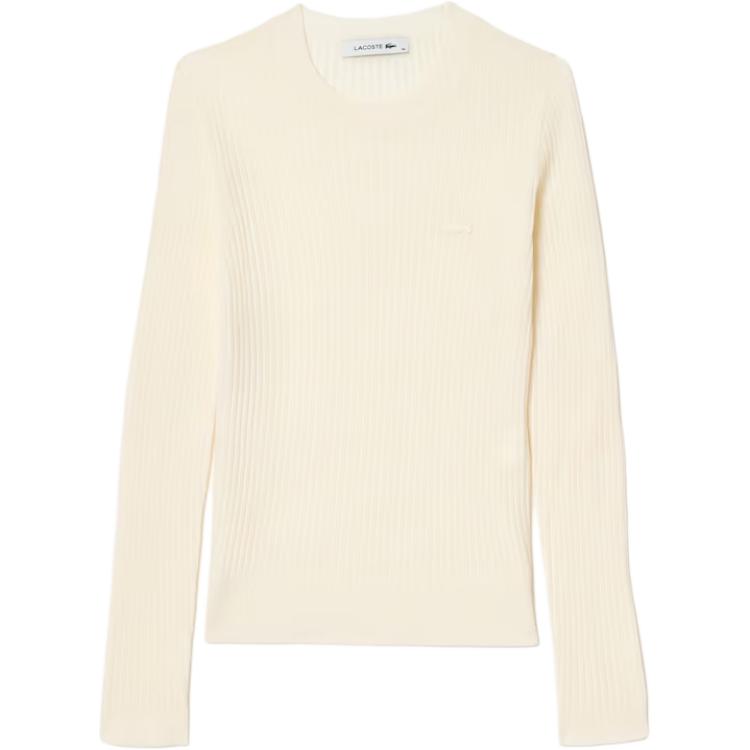 (Women) LACOSTE  White Long-Sleeve Crewneck Sweater. AF2576-70V
