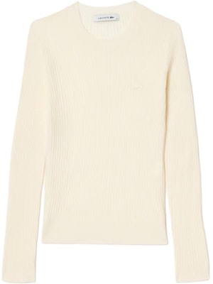 (W) ラコステ ホワイト 長袖 クルーネック セーター. AF2576-70V Order (W) ラコステ ホワイト 長袖 クルーネック セーター. AF2576-70V