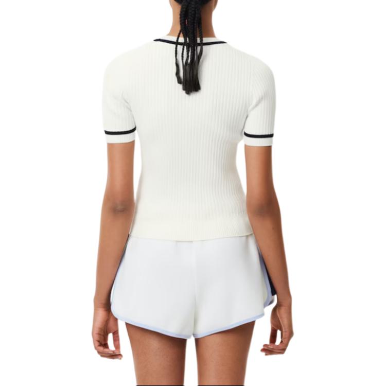 Shop (W) LACOSTE Suéter Blanco Tejido Seamless de Manga Corta con Cuello Redondo. AF6946-51