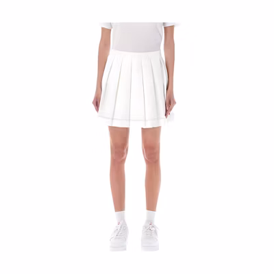 (Women) LACOSTE White Solid Pleated Casual Shorts JF6414-70V