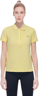 (Women) LACOSTE Yellow Embroidered Logo Short Sleeve Polo Shirt. PF5462-107 3