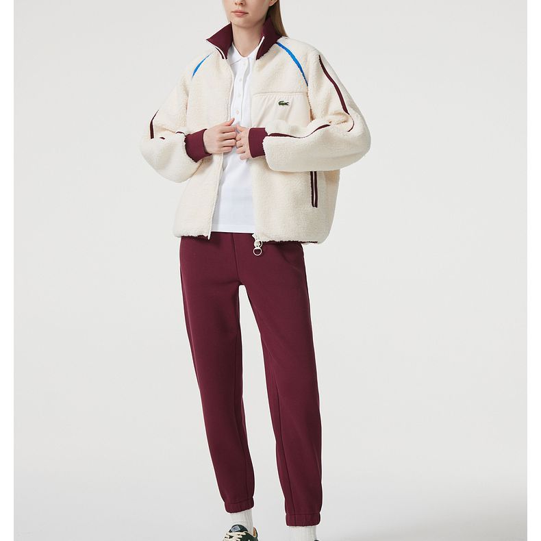 Purchase (W) Lacoste Jaket Track High Neck Resleting Off-White. BF5832-PPI