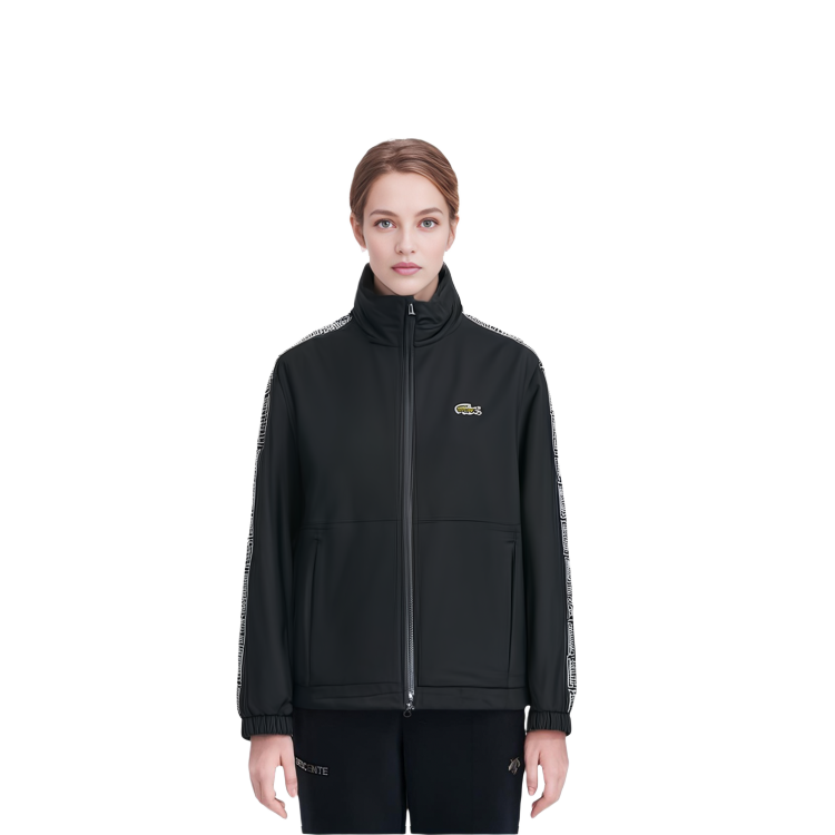 Shop (W) Lacoste Jaket Hoodie Ritsleting Katun Hitam. BF5860-031