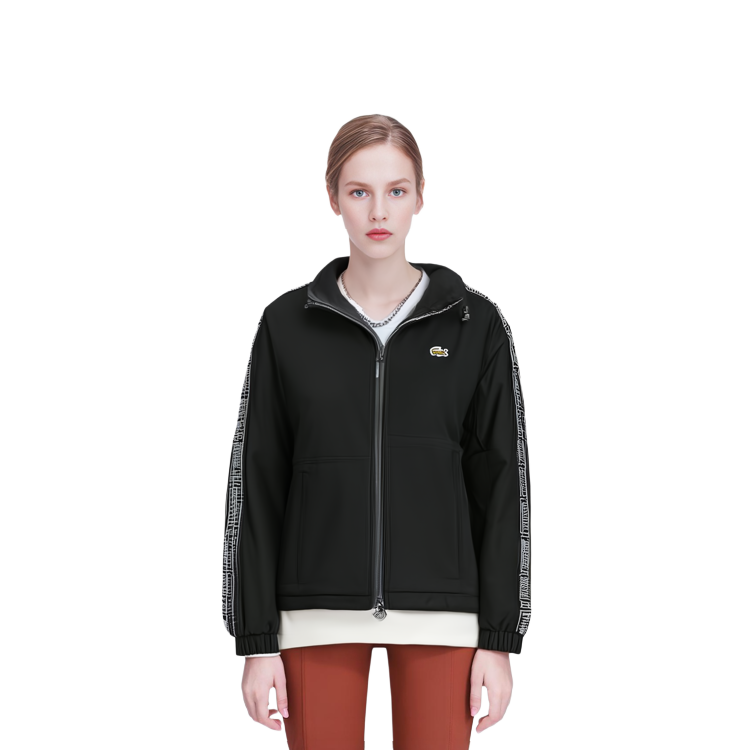 Cheap (W) Lacoste Jaket Hoodie Ritsleting Katun Hitam. BF5860-031