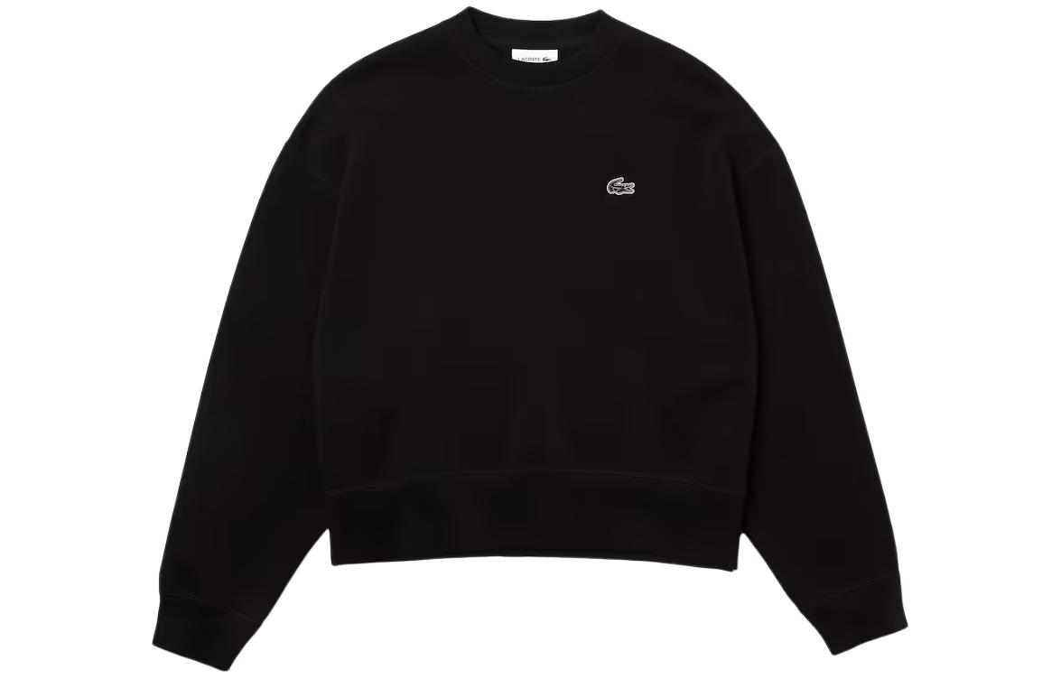 Order (Women) Lacoste Black Crewneck Pullover Sweatshirt Long Sleeve SF5614-031