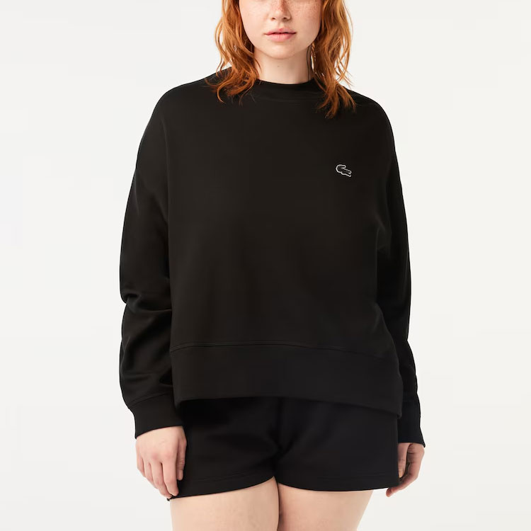 Shop (Women) Lacoste Black Crewneck Pullover Sweatshirt Long Sleeve SF5614-031