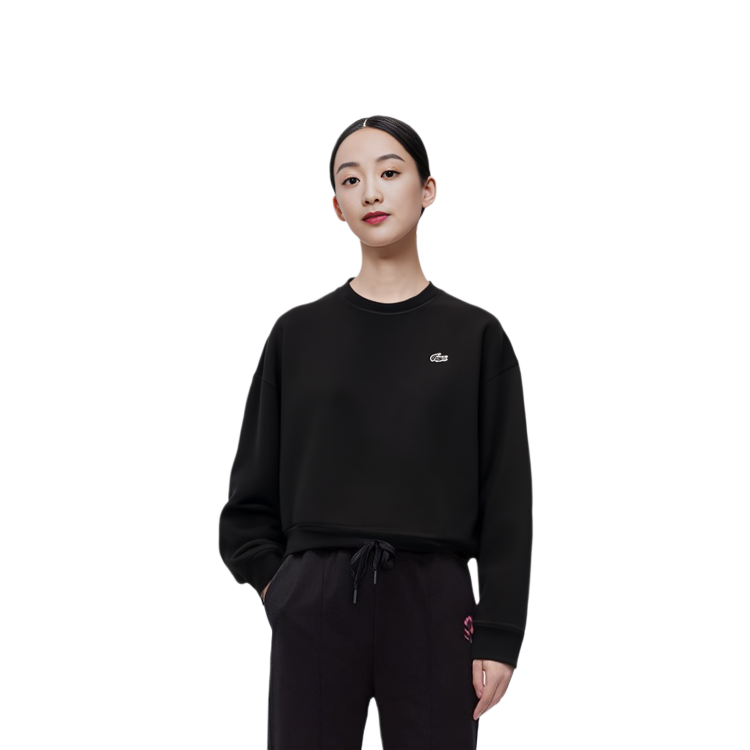 Details for (Women) Lacoste Black Crewneck Pullover Sweatshirt Long Sleeve SF5614-031