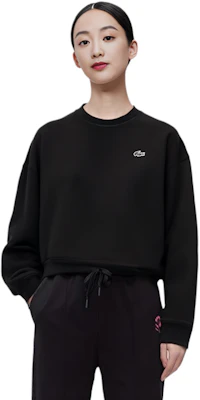 (Women) Lacoste Black Crewneck Pullover Sweatshirt Long Sleeve SF5614-031 Details for (Women) Lacoste Black Crewneck Pullover Sweatshirt Long Sleeve SF5614-031
