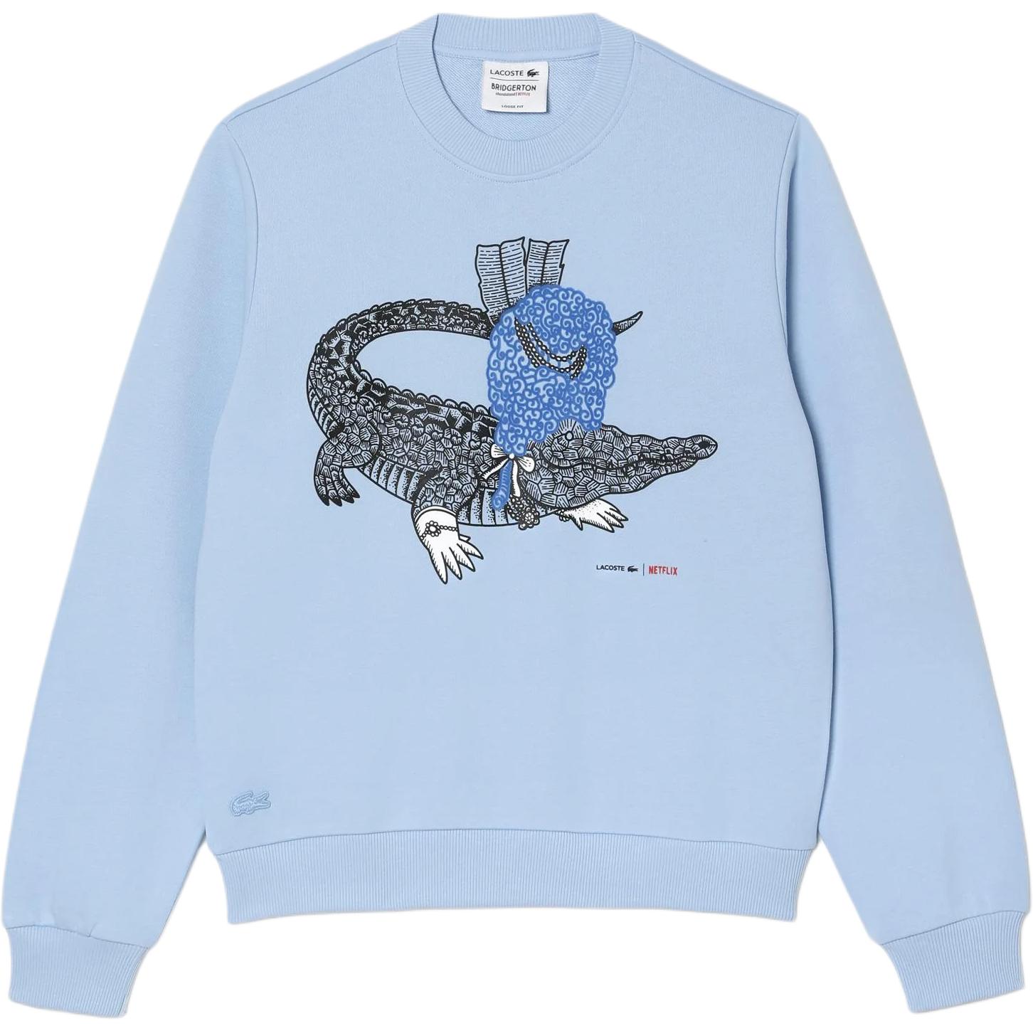(Women) Lacoste Blue Crewneck Sweatshirt with Animal Graphic SF7564-HBP