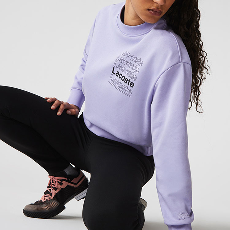 Cheap (Women) Lacoste Casual Printed Crewneck Drop Shoulder Sweatshirt Sf712100031