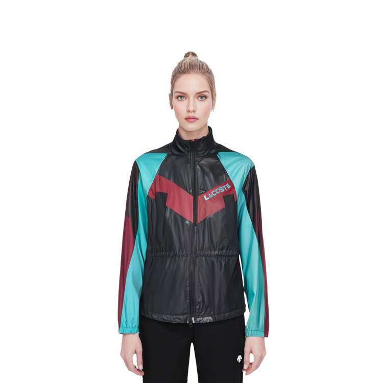 Details for (W) LACOSTE FW23 Jaket Hoodie Logo Blok Warna Merah/Hitam/Hijau. BF1567-KRI