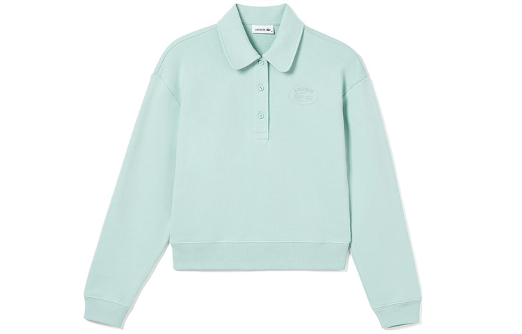 (Women) Lacoste FW23 Letter Print Polo Collar Long Sleeve Sweatshirt SF3469-LGF