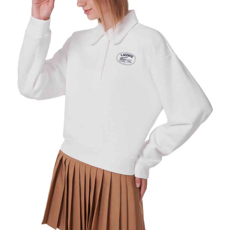 Details for (Women) Lacoste FW23 Letter Print Polo Collar Long Sleeve Sweatshirt SF3469-LGF