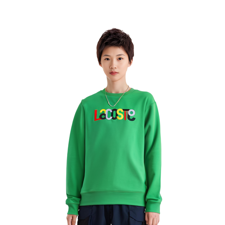 Shop (Women) Lacoste Green Crewneck Sweatshirt Long Sleeve SF7070-LUU