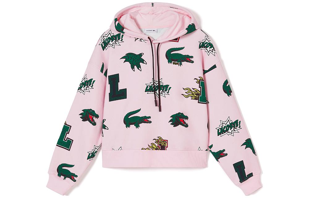 Order (Women) Lacoste Holiday Logo Printed Hoodie in Pink SF9215-T03