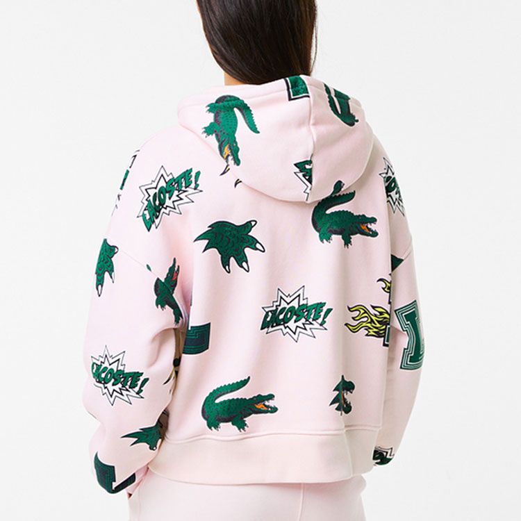Purchase (Women) Lacoste Holiday Logo Printed Hoodie in Pink SF9215-T03