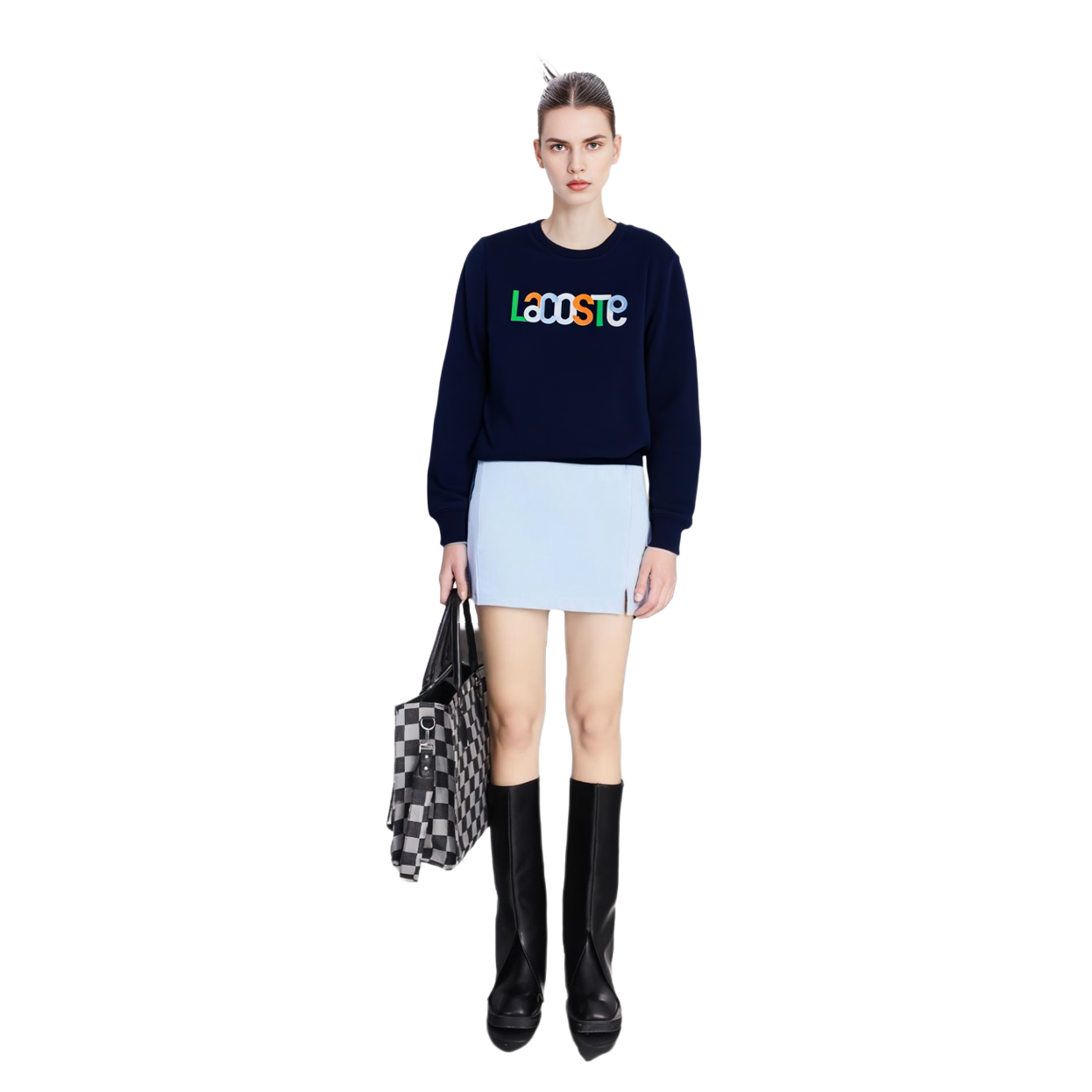 Sizing (Women) Lacoste Letter Crewneck Long-Sleeve Sweatshirt - Navy Blue SF7070-166