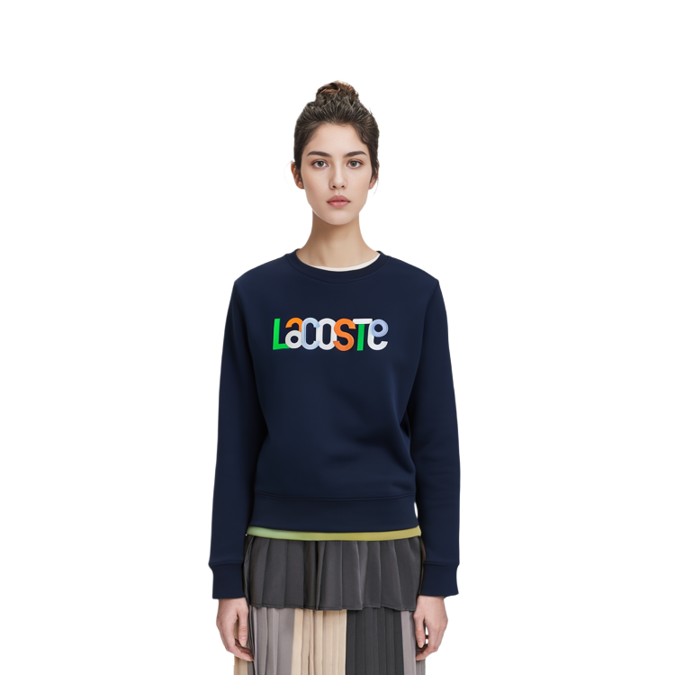 Cheap (Women) Lacoste Letter Crewneck Long-Sleeve Sweatshirt - Navy Blue SF7070-166