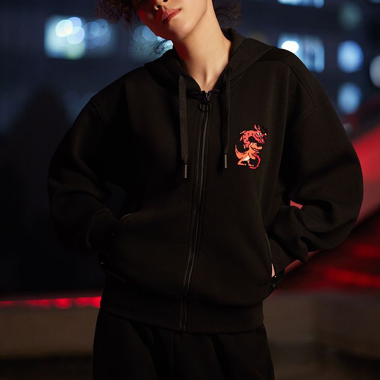 Shop (Women) Lacoste Lunar New Year Cartoon Hoodie Black SF3941-031