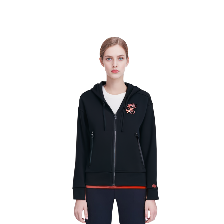 Sizing (Women) Lacoste Lunar New Year Cartoon Hoodie Black SF3941-031