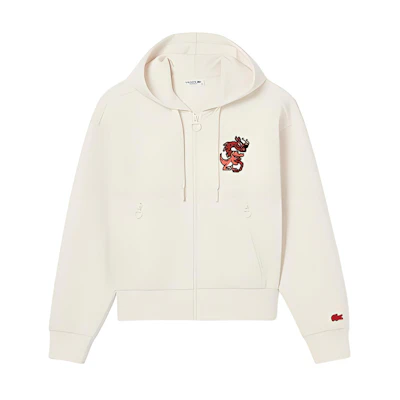 (Women) Lacoste Lunar New Year Cartoon Hoodie Cream White SF3941-XFJ