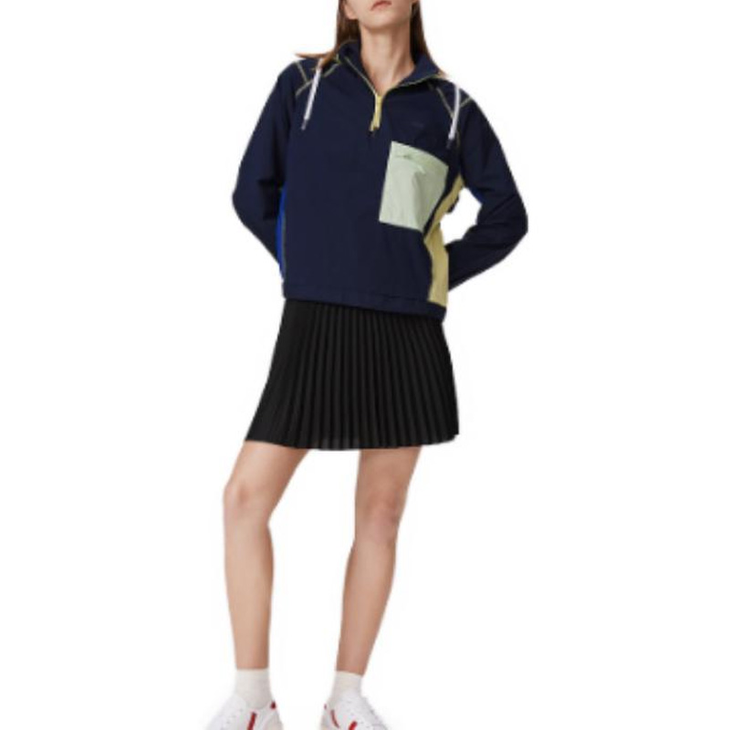 Shop (Women) Lacoste Navy Half-Turtleneck Hooded Casual Sports Jacket BF8566-AY3