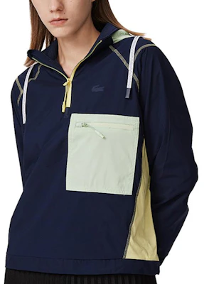 (Women) Lacoste Navy Half-Turtleneck Hooded Casual Sports Jacket BF8566-AY3 Details for (Women) Lacoste Navy Half-Turtleneck Hooded Casual Sports Jacket BF8566-AY3