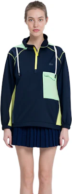 (Women) Lacoste Navy Half-Turtleneck Hooded Casual Sports Jacket BF8566-AY3 Sizing (Women) Lacoste Navy Half-Turtleneck Hooded Casual Sports Jacket BF8566-AY3