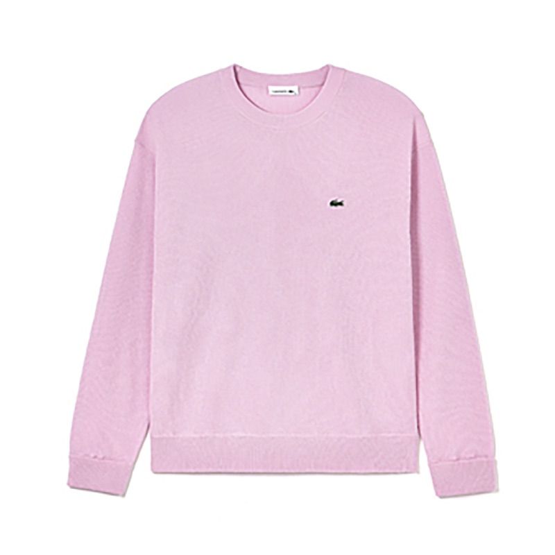 (Women) Lacoste Pink Crewneck Sweatshirt - Solid Color Stylish Design AF9551-98
