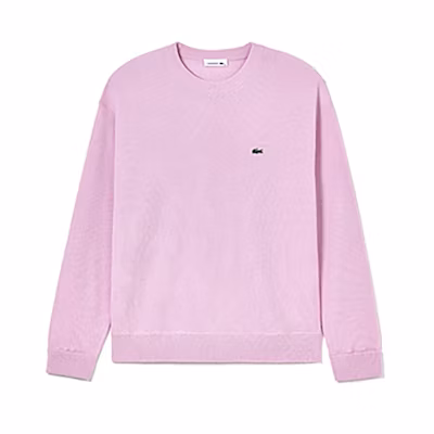 (Women) Lacoste Pink Crewneck Sweatshirt - Solid Color Stylish Design AF9551-98