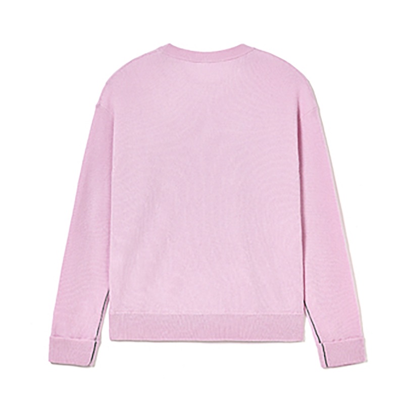 Lookbook (Women) Lacoste Pink Crewneck Sweatshirt - Solid Color Stylish Design AF9551-98
