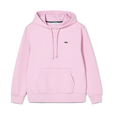 (Women) Lacoste Pink Solid Color Hoodie Sweatshirt SF8281-Z4H