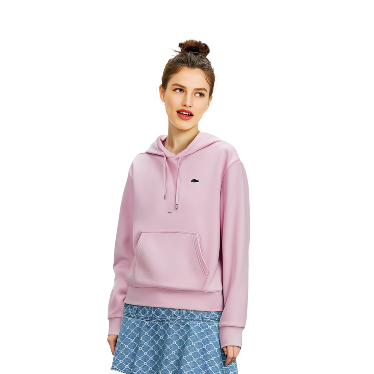 (Women) Lacoste Pink Solid Color Hoodie Sweatshirt SF8281-Z4H 圖 10