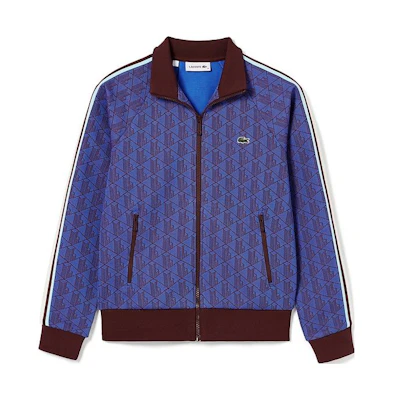 (Women) Lacoste Retro Striped Colorblock Zip-Up Sweatshirt Blue SF0856-NJI
