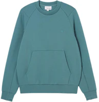 (Women) Lacoste Solid Kangaroo Pocket Crewneck Sweatshirt Serene Blue SH2695-IY4 (Women) Lacoste Solid Kangaroo Pocket Crewneck Sweatshirt Serene Blue SH2695-IY4