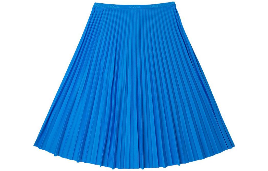 (Women) LACOSTE SS22  Blue High-Waisted Pleated Midi Skirt Relaxed Fit. JF8050-118952-PTV