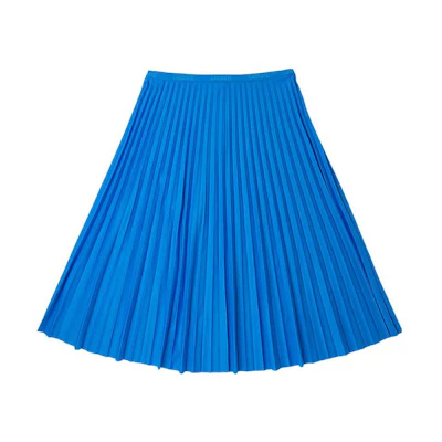 (Women) LACOSTE SS22 Blue High-Waisted Pleated Midi Skirt Relaxed Fit. JF8050-118952-PTV
