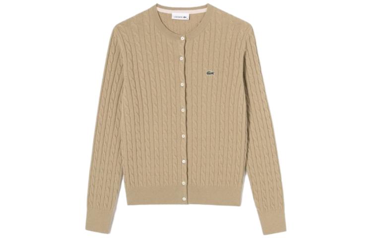 Order (W) LACOSTE SS23宽松版型米色针织开衫长袖毛衣. AF090E-53N-CB8