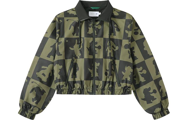 (Women) Lacoste SS23 Green Jacket with Rabbit Print and Zipper BF7388-Y2I
