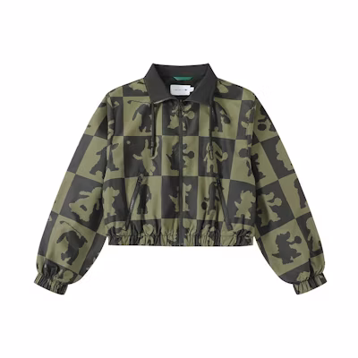 (Women) Lacoste SS23 Green Jacket with Rabbit Print and Zipper BF7388-Y2I