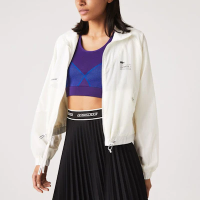 (Women) Lacoste White Colorblock Logo Jacquard Long-Sleeve Jacket BF0029-70V Lookbook (Women) Lacoste White Colorblock Logo Jacquard Long-Sleeve Jacket BF0029-70V